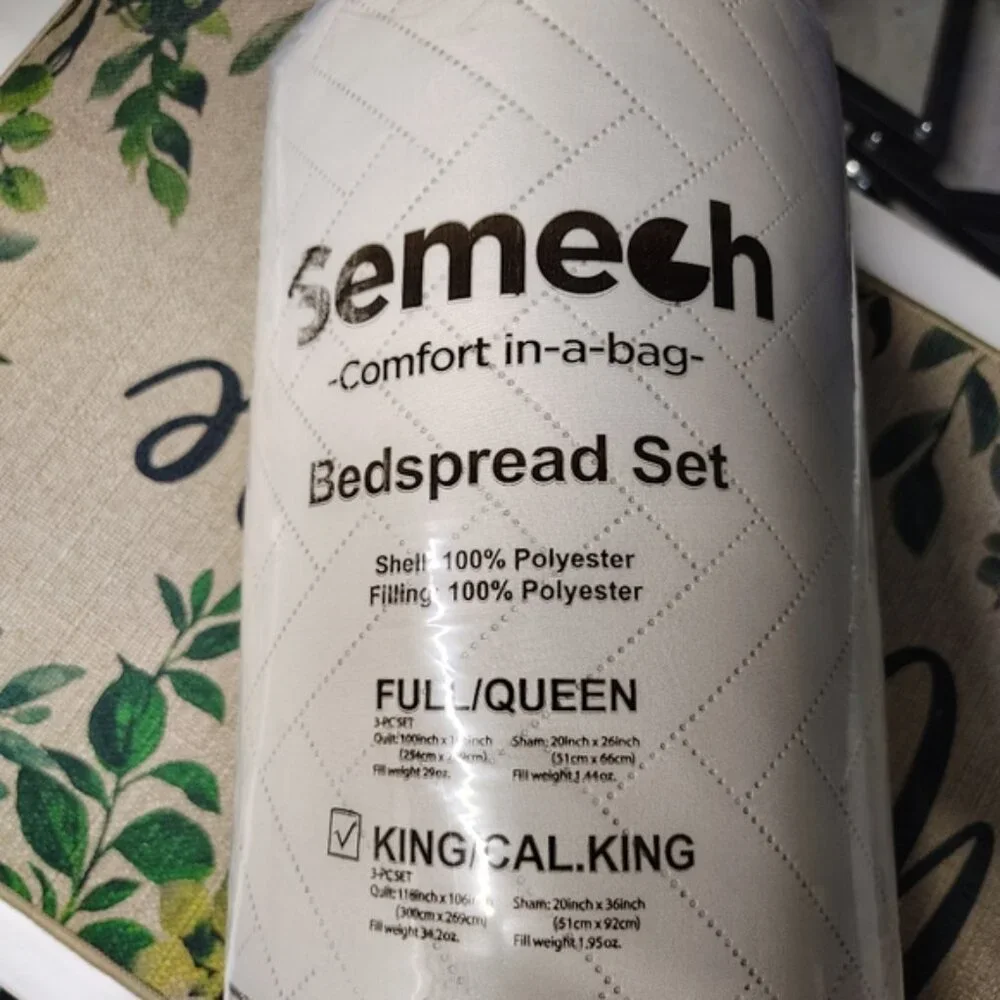 SEMECH King Size Quilt Set | California King | NIB | 3-Piece Set | Beige